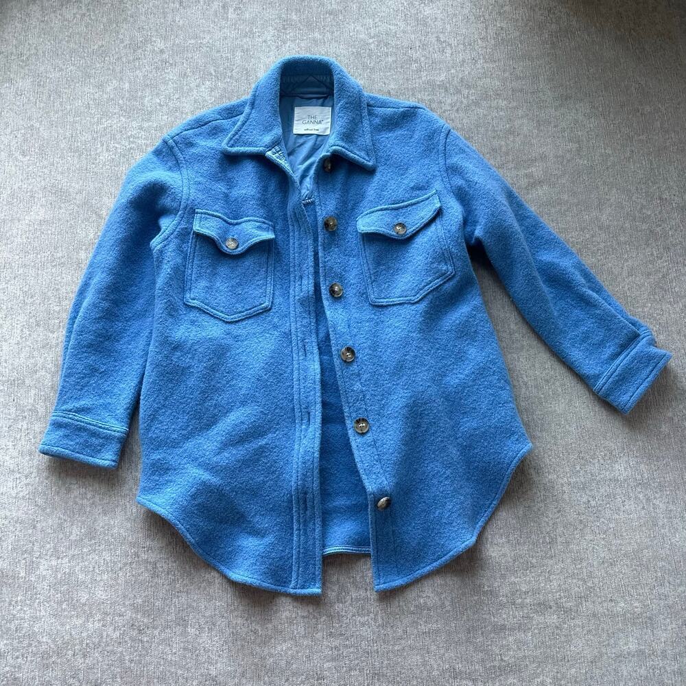 Aritzia The Ganna Blue Wool Shirt Jacket